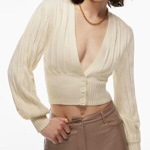 Aritzia Wilfred Plunge Cardigan in Ivory / Cream